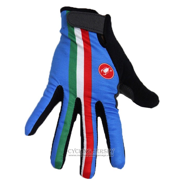 2020 Castelli Italy Full Finger Gloves Cycling Blue Black